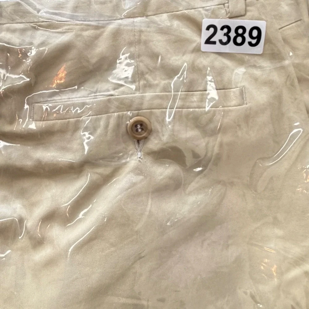 Neiman Marcus Mens 36 Pleated Cotton Trousers Tan Khaki Italy Dress Pants